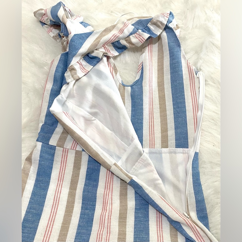 Karlie Womens S Blue Stripe Jumpsuit Boho Fall Preppy Cottagecore Coastal Fairy - Picture 6 of 14